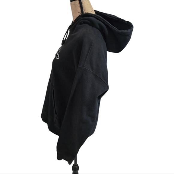 Champion Hoodie Black Pullover Sweatshirt Logo Embroidered Comfy REVERSE WEAVE - Picture 3 of 6
